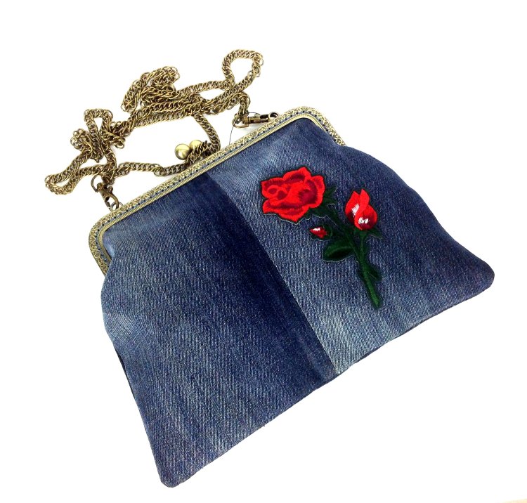 Женская сумка Саквояж 775 синий роза цвет фото
